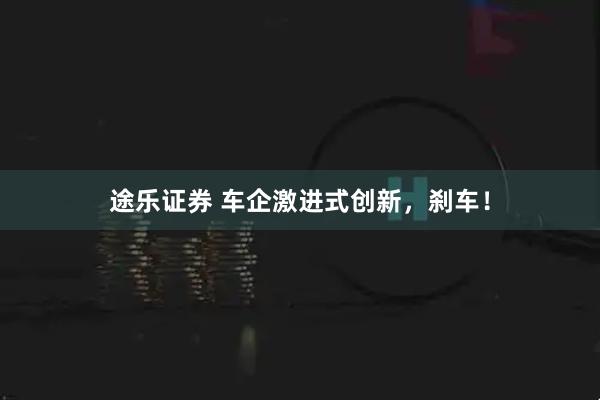 途乐证券 车企激进式创新，刹车！